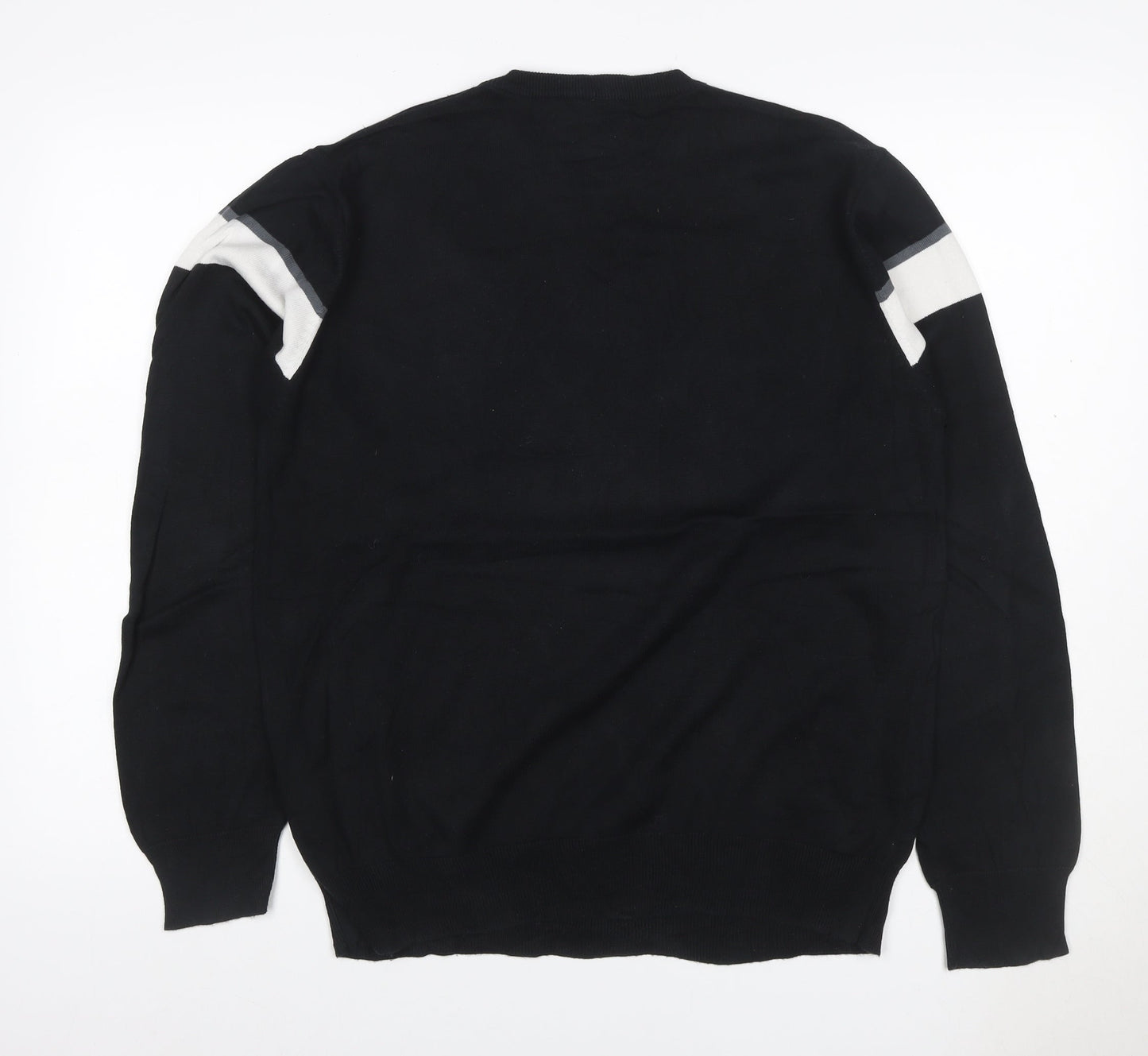 Ben Sherman Men's Black M Cotton Striped Crew Neck Pullover Jumper