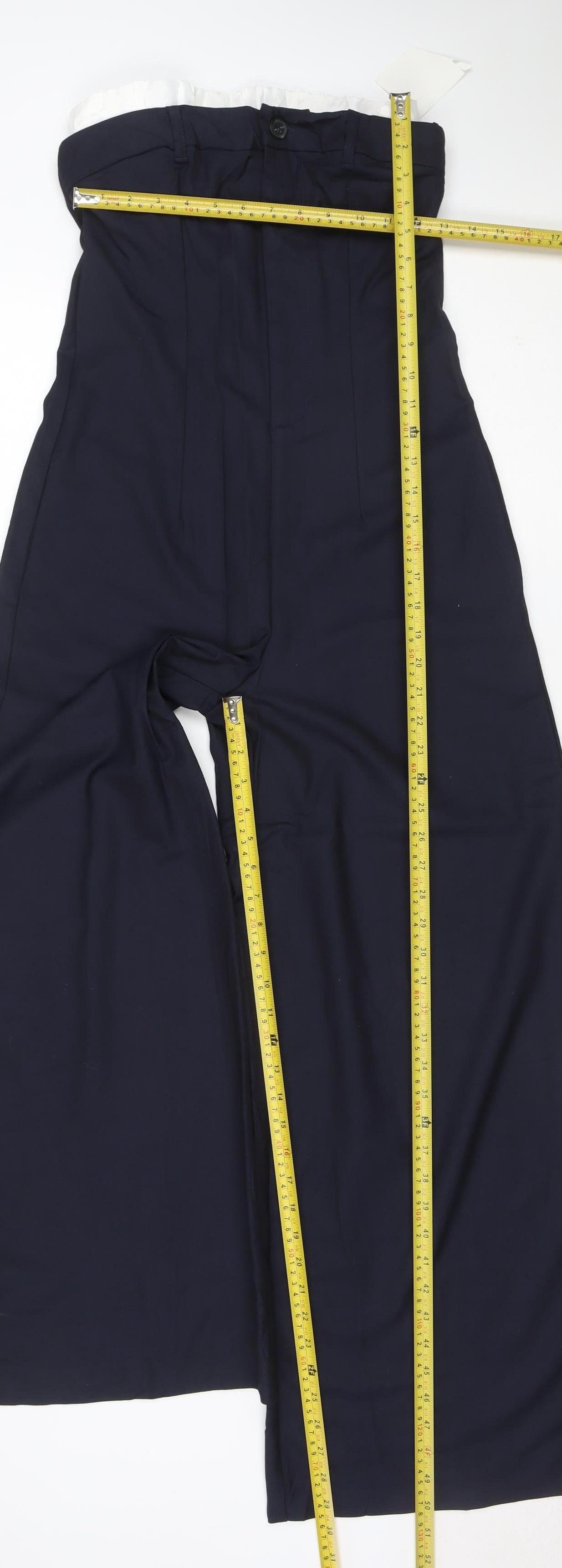 Zara Women’s Navy Blue UK 6 High Waist Wide Leg Trousers New