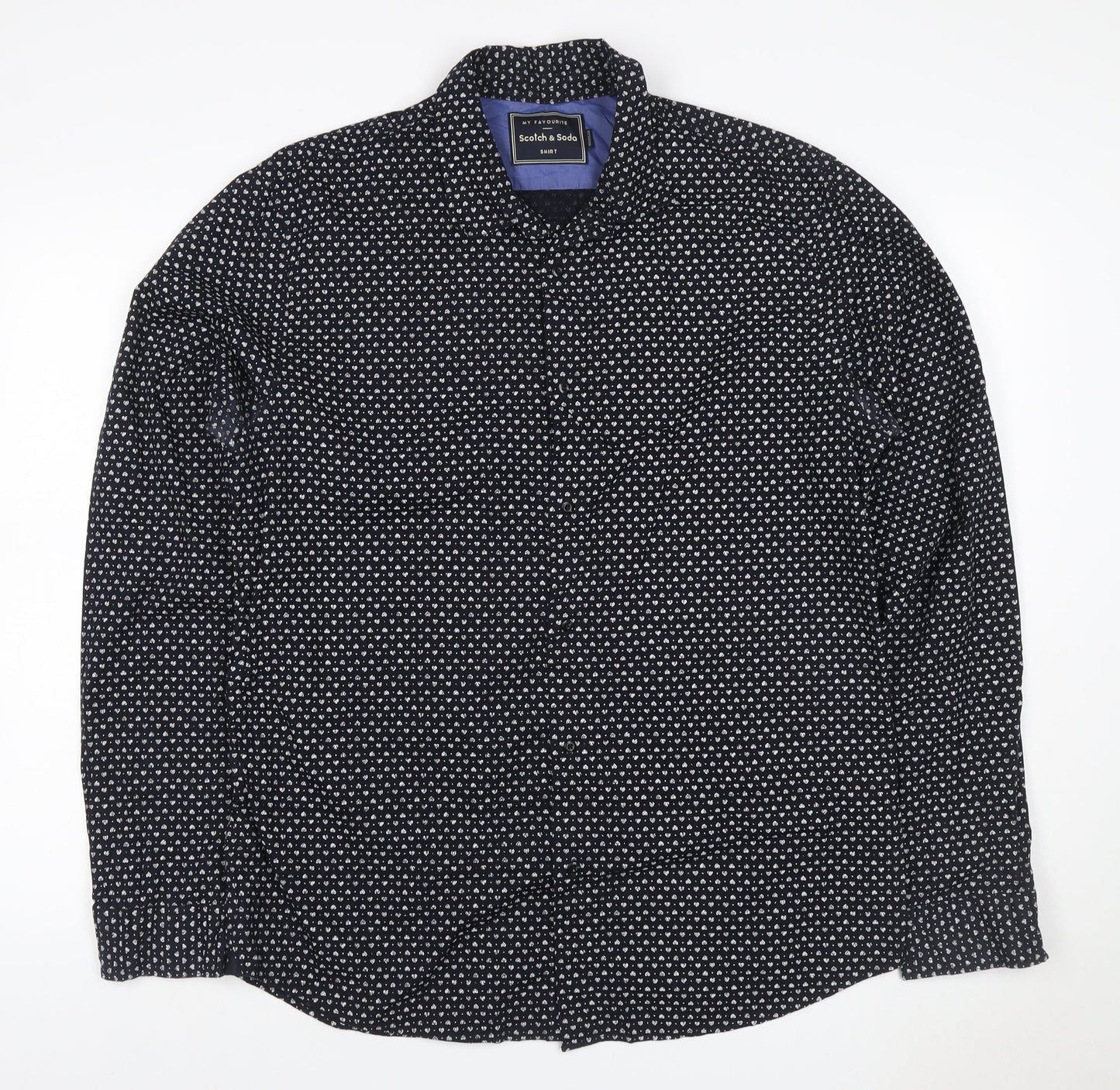 Scotch & Soda Men's Black XL Floral Print Long Sleeve Button-Up Shirt