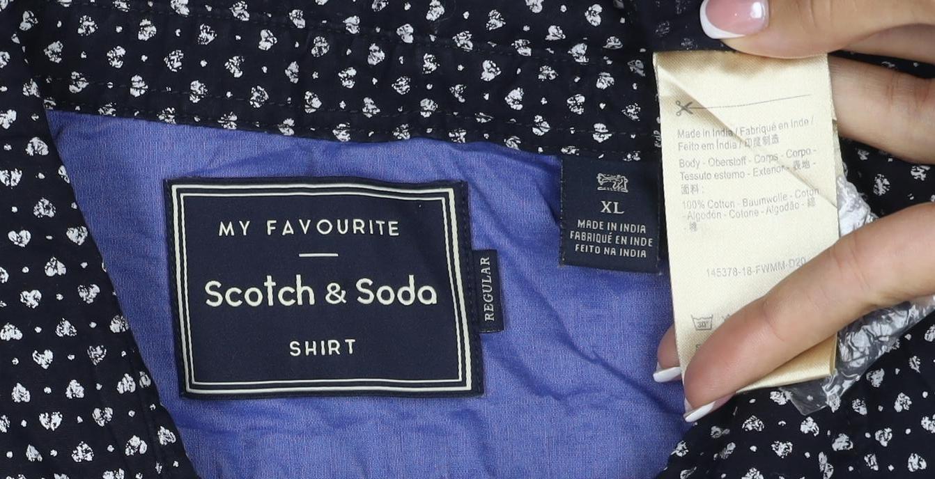 Scotch & Soda Men's Black XL Floral Print Long Sleeve Button-Up Shirt