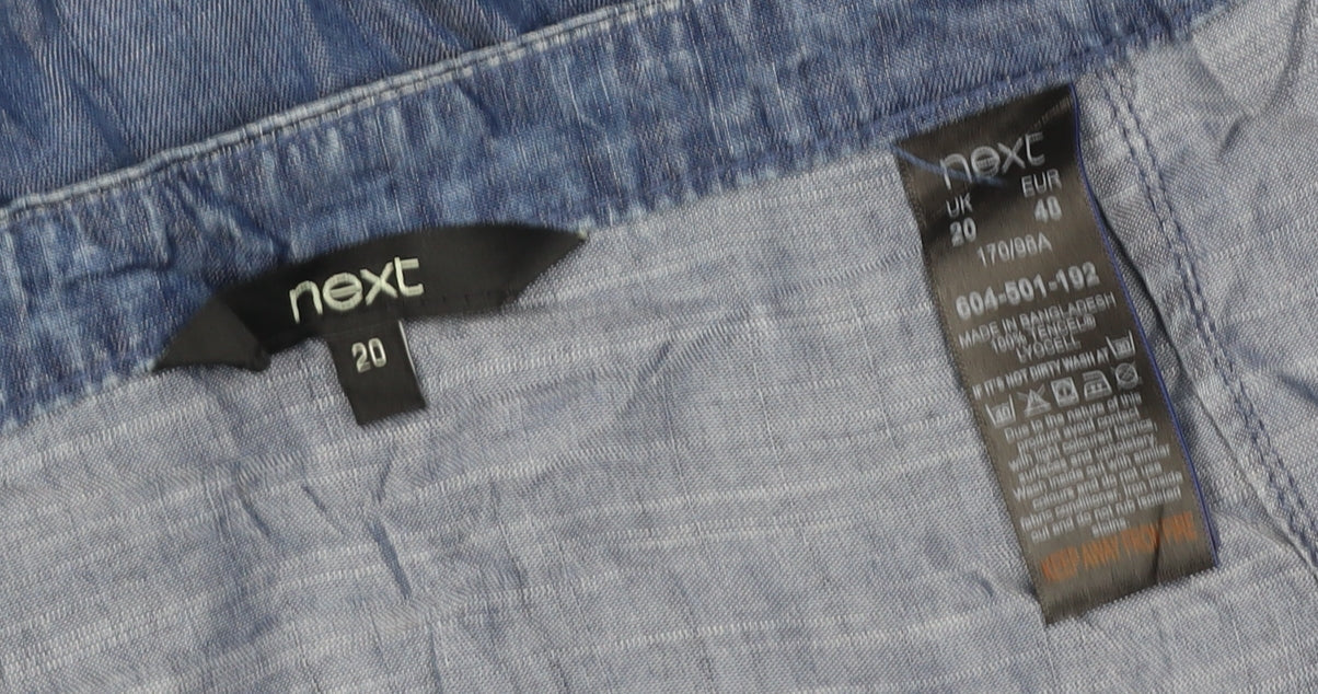 Next Women Blue UK 20 Chambray Wrap Ruffle Knee Length Skirt