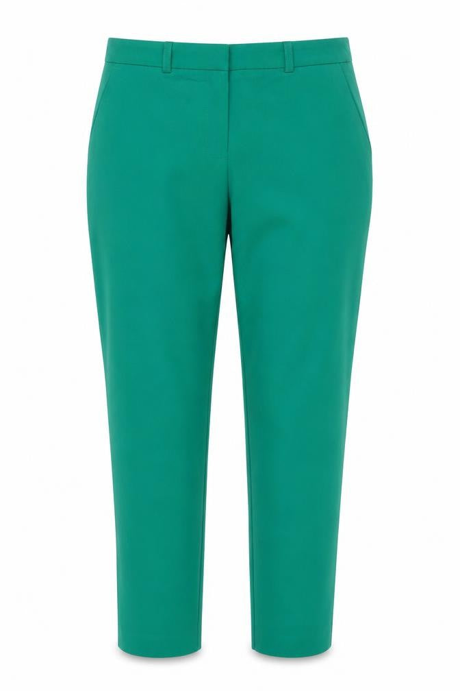 Front view of Dorothy Perkins Women Green Petite UK 8 Straight Tailored Dress Trousers