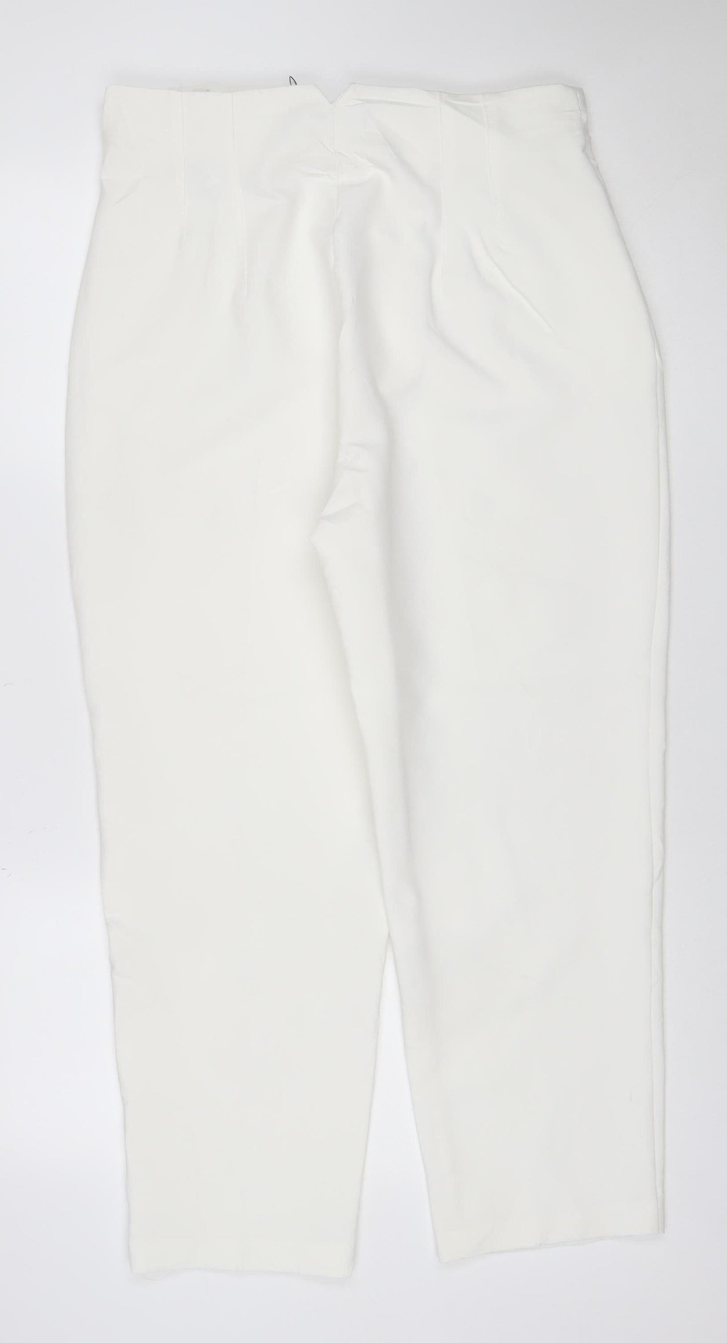 Zara Women White UK 16 XL Straight Dress Trousers Pockets New