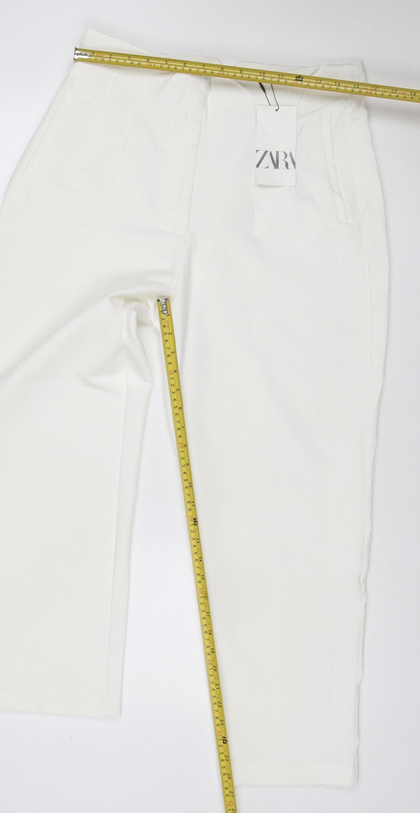 Zara Women White UK 16 XL Straight Dress Trousers Pockets New