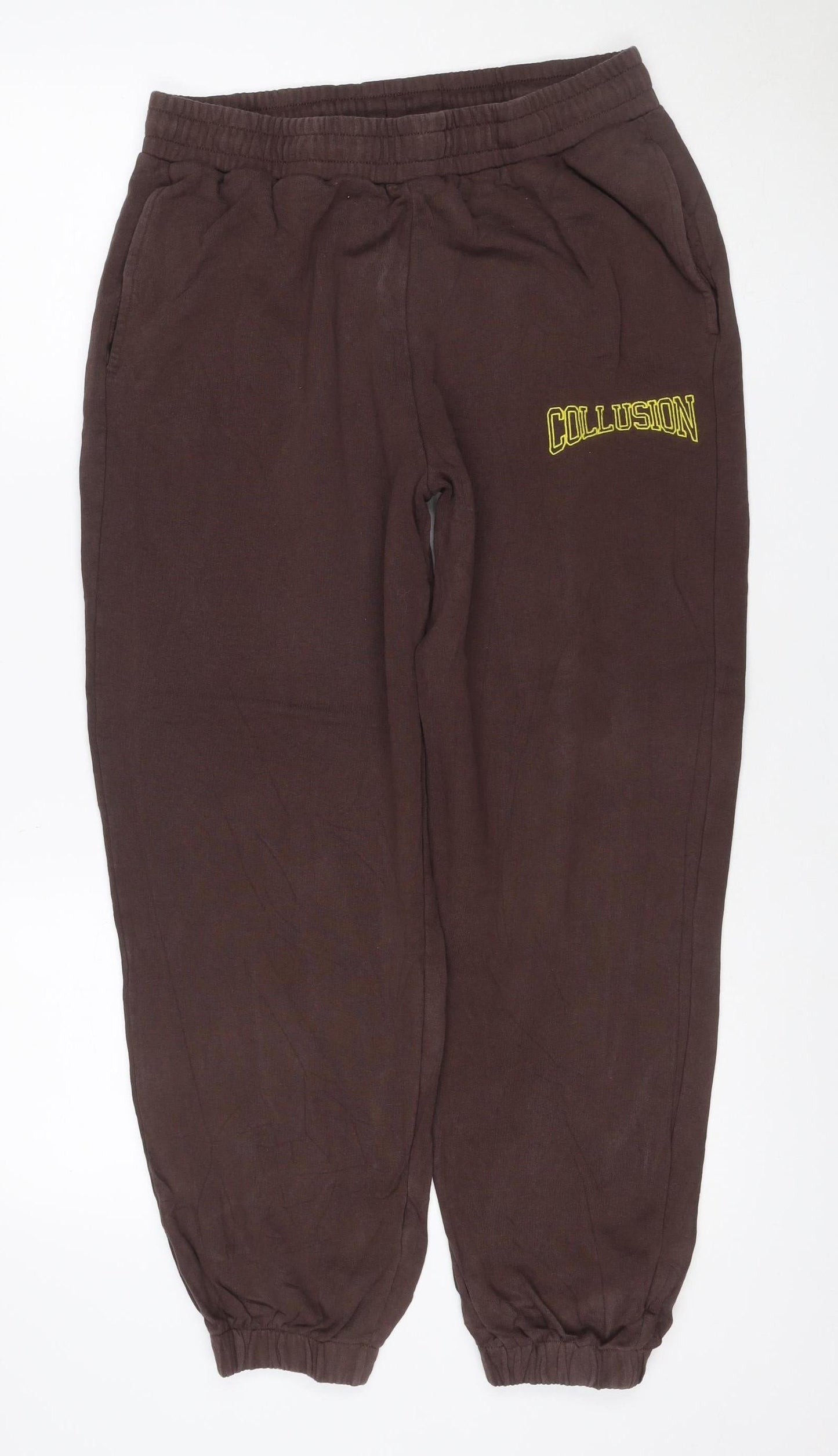 COLLUSION Women Brown M Jogger Sweatpants Elastic Waist Logo
