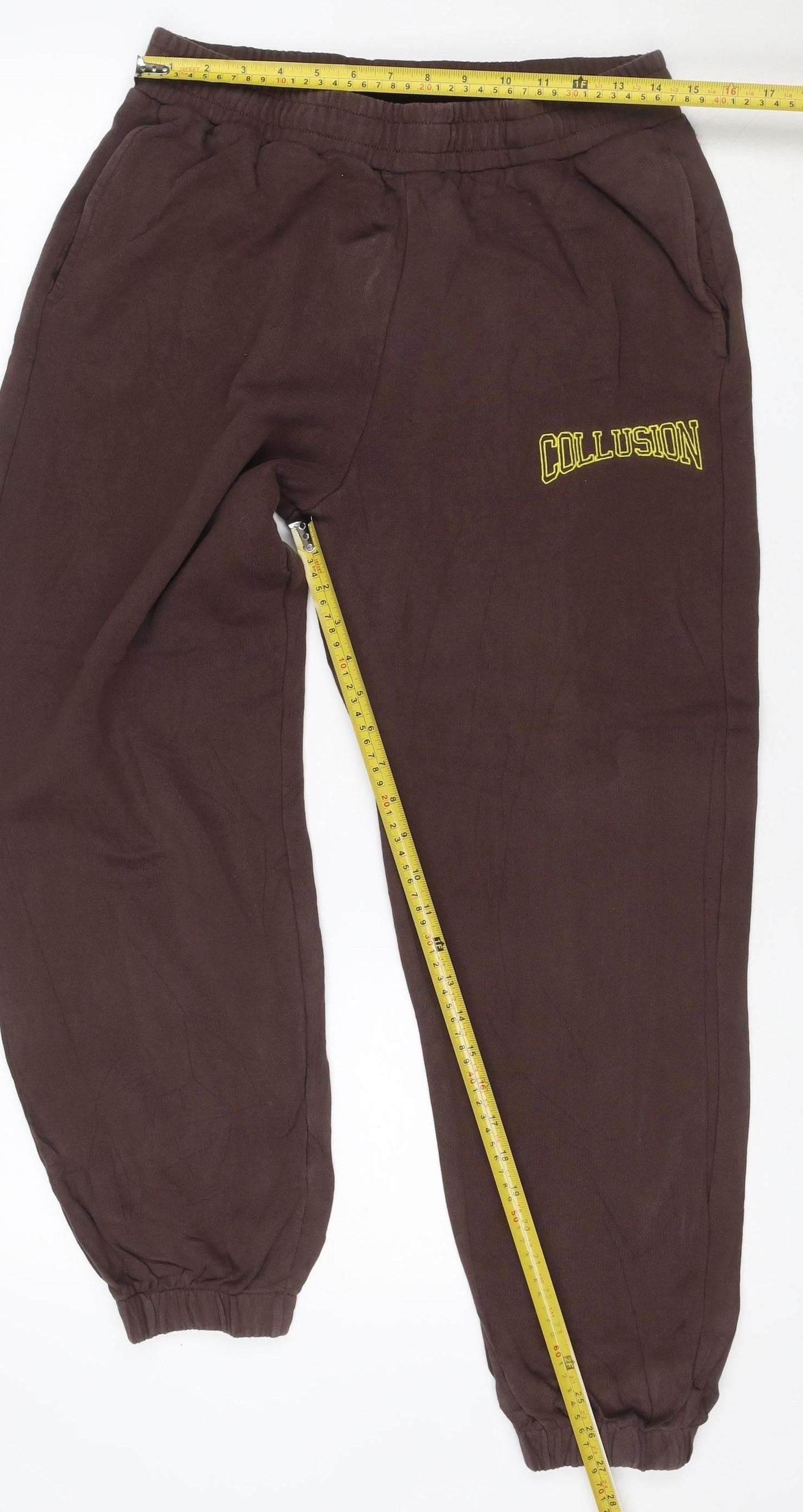 COLLUSION Women Brown M Jogger Sweatpants Elastic Waist Logo