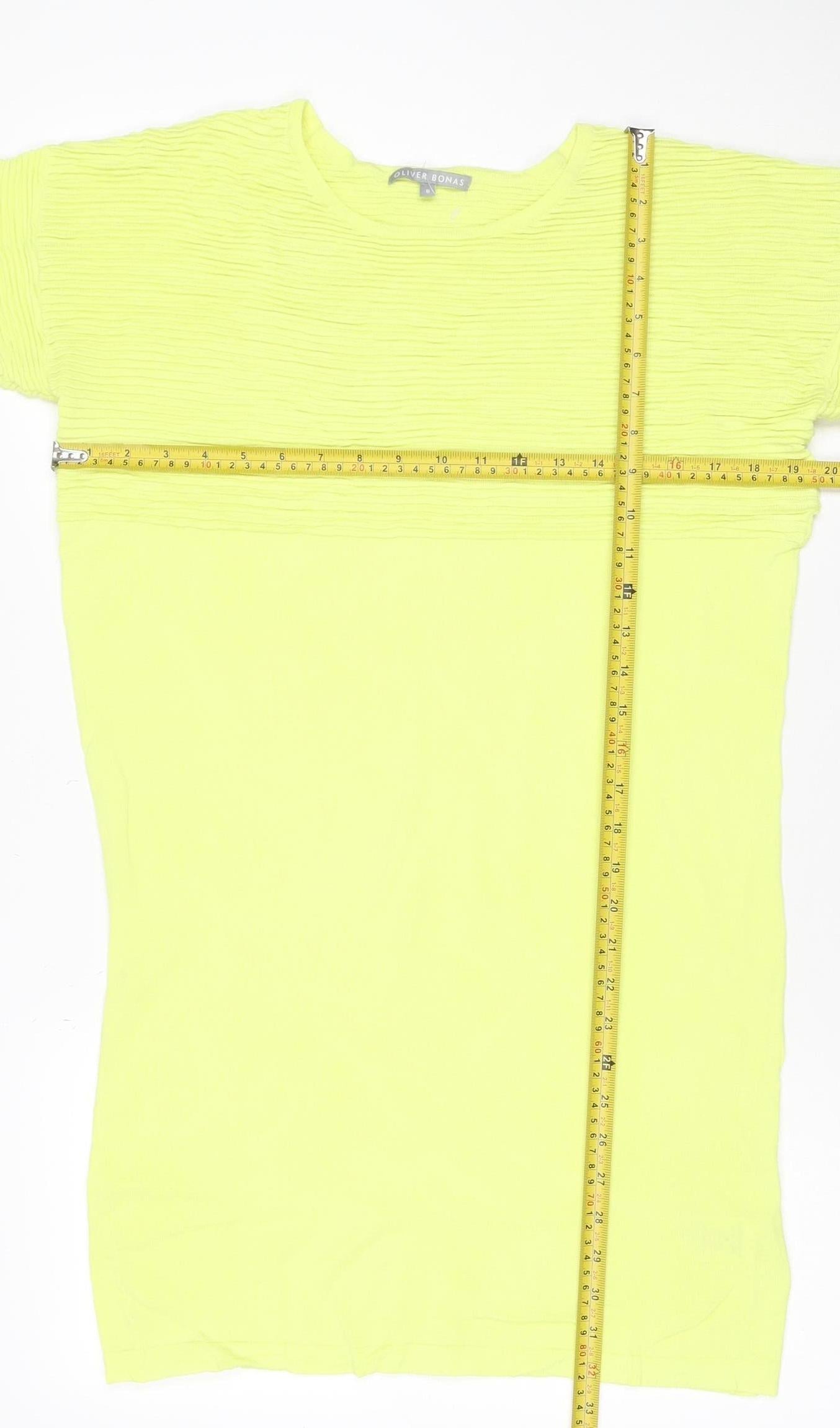 Oliver Bonas Women Yellow Size 8 Rib Knit Jumper Dress