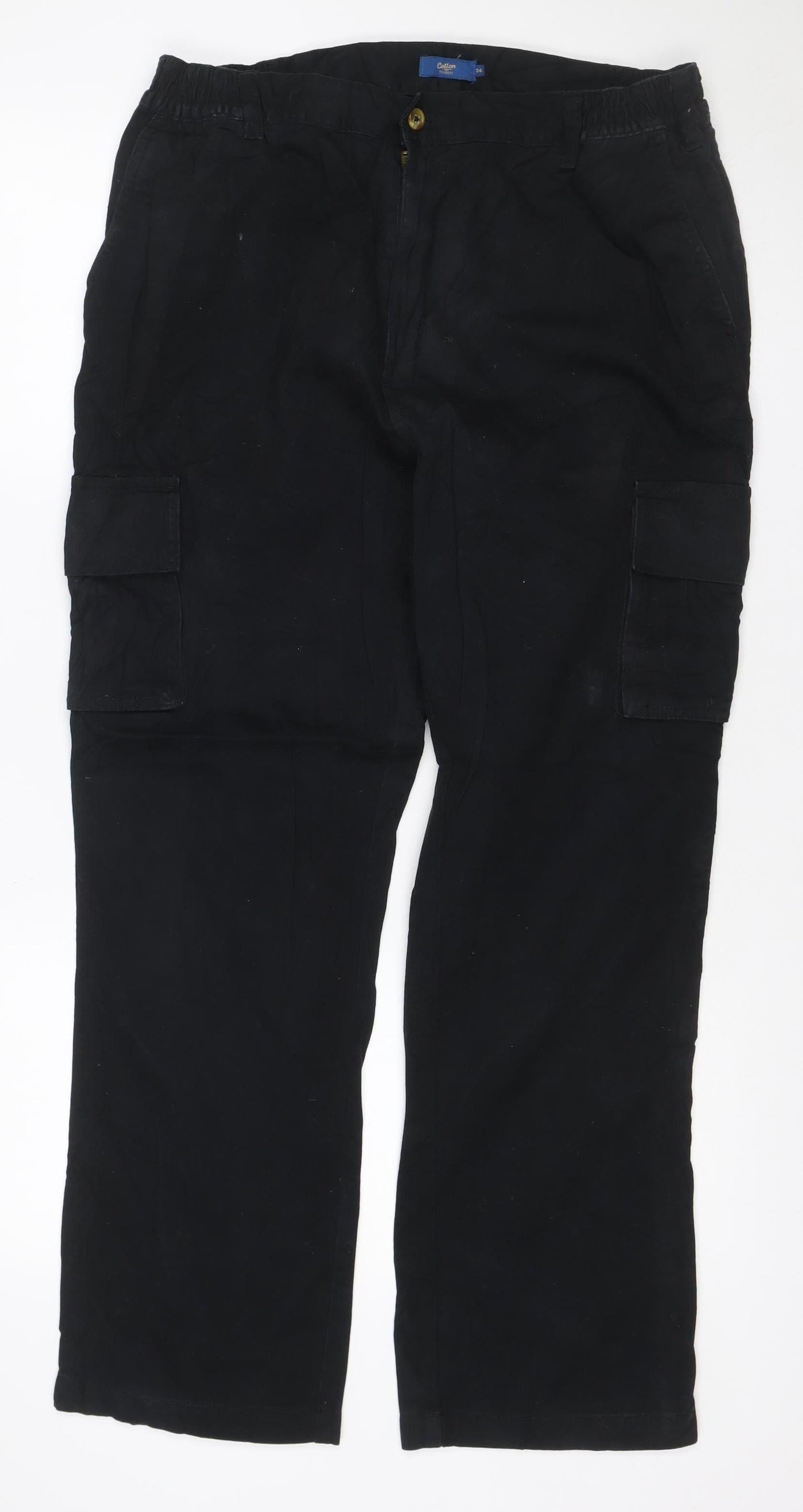 Cotton Traders Men's Black 36 Cargo Trousers Adjustable Waist