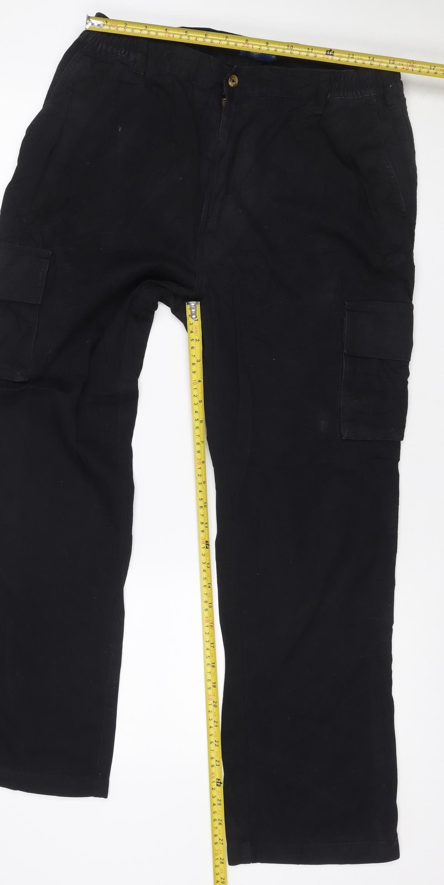 Cotton Traders Men's Black 36 Cargo Trousers Adjustable Waist