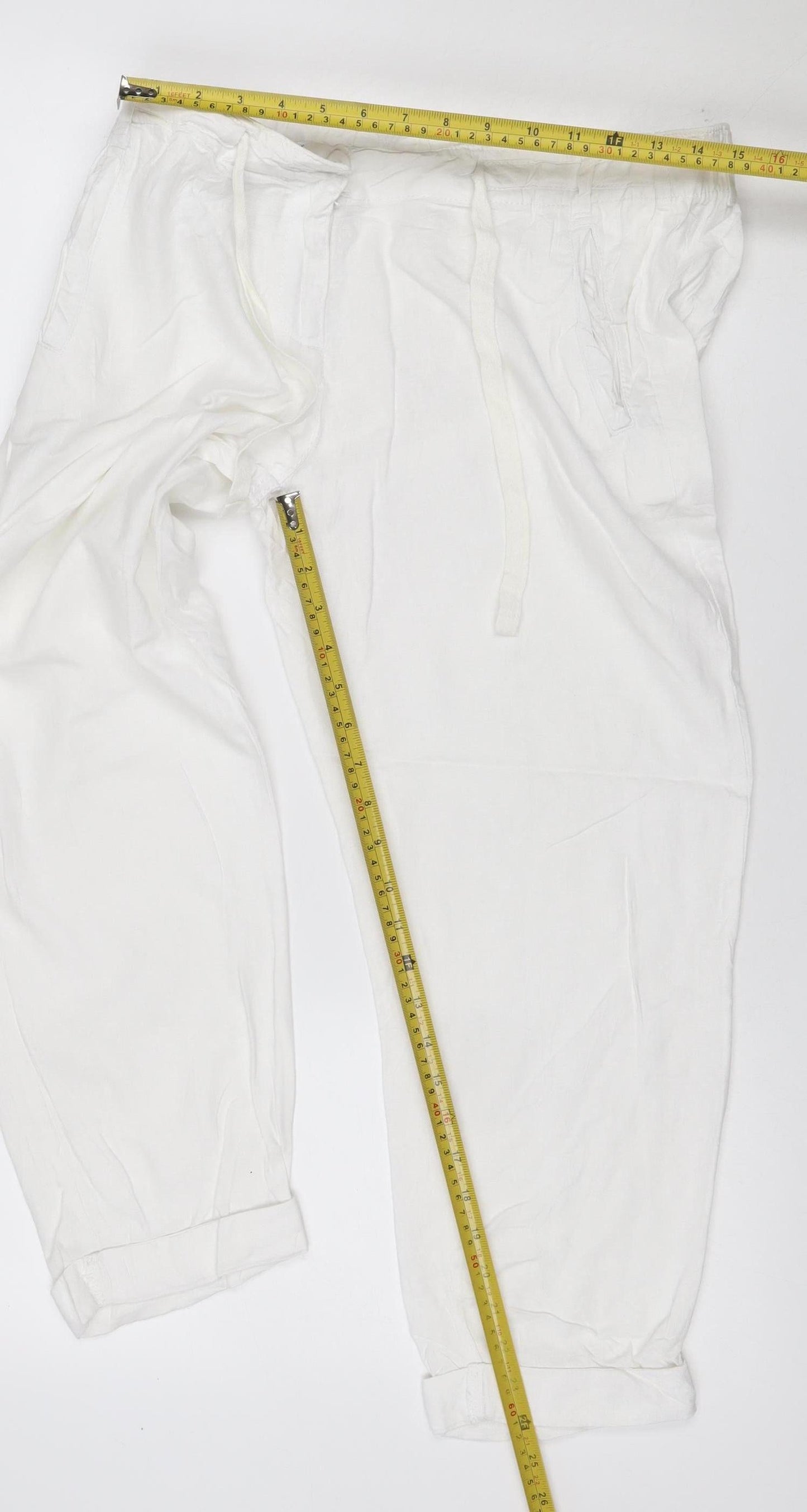 M&S Women’s White UK 12 Short Linen Blend Cargo Trousers