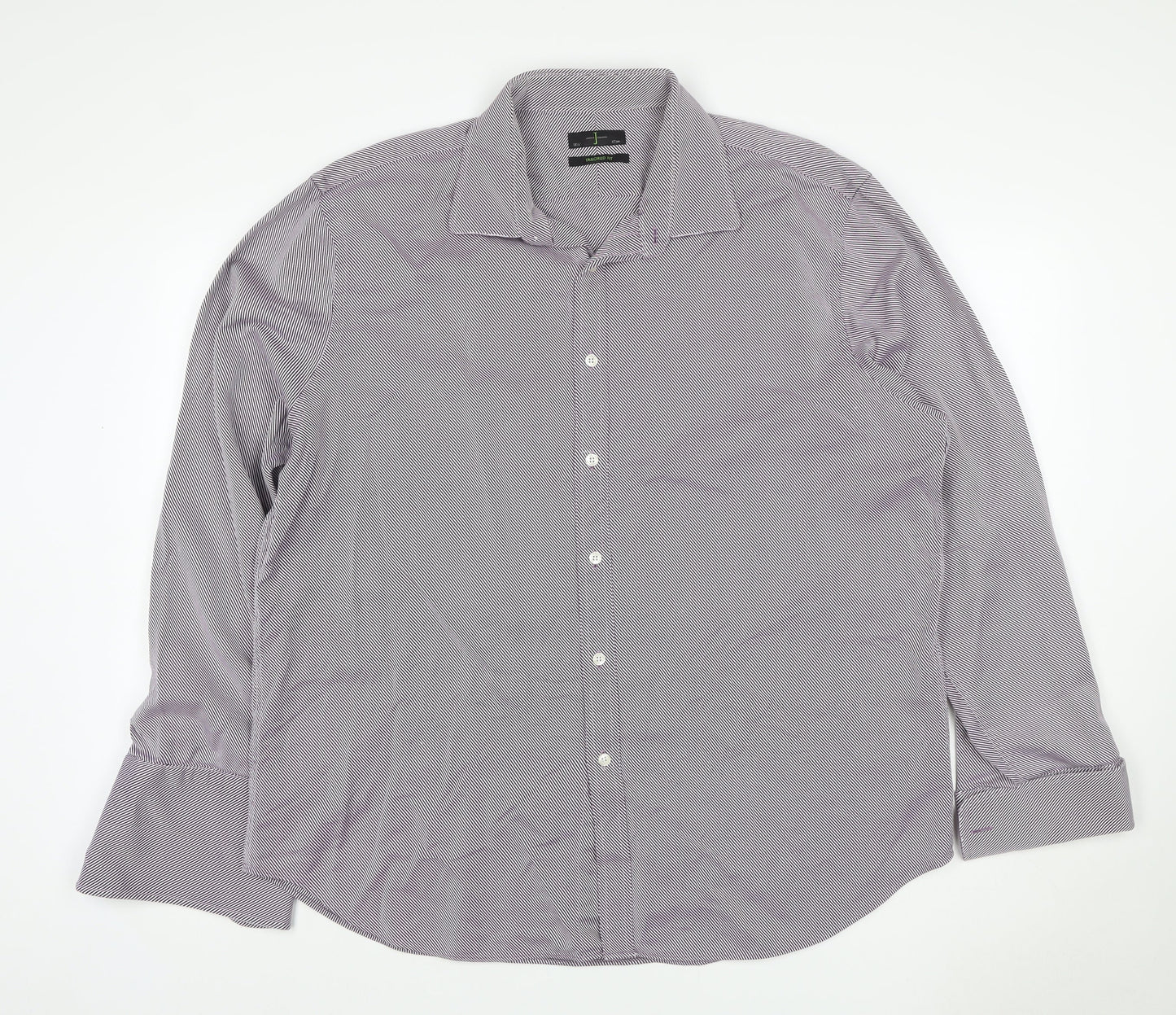 Jasper Conran Men Purple Striped 18.5 Slim Fit Cotton Shirt