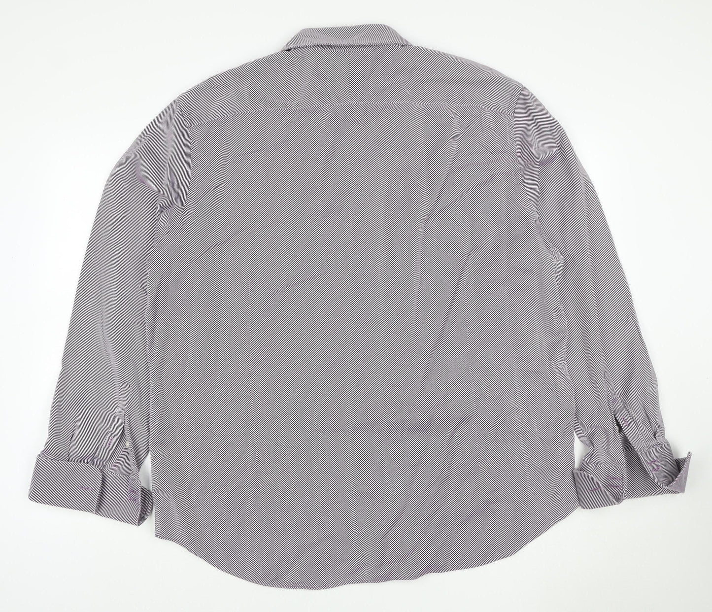 Jasper Conran Men Purple Striped 18.5 Slim Fit Cotton Shirt