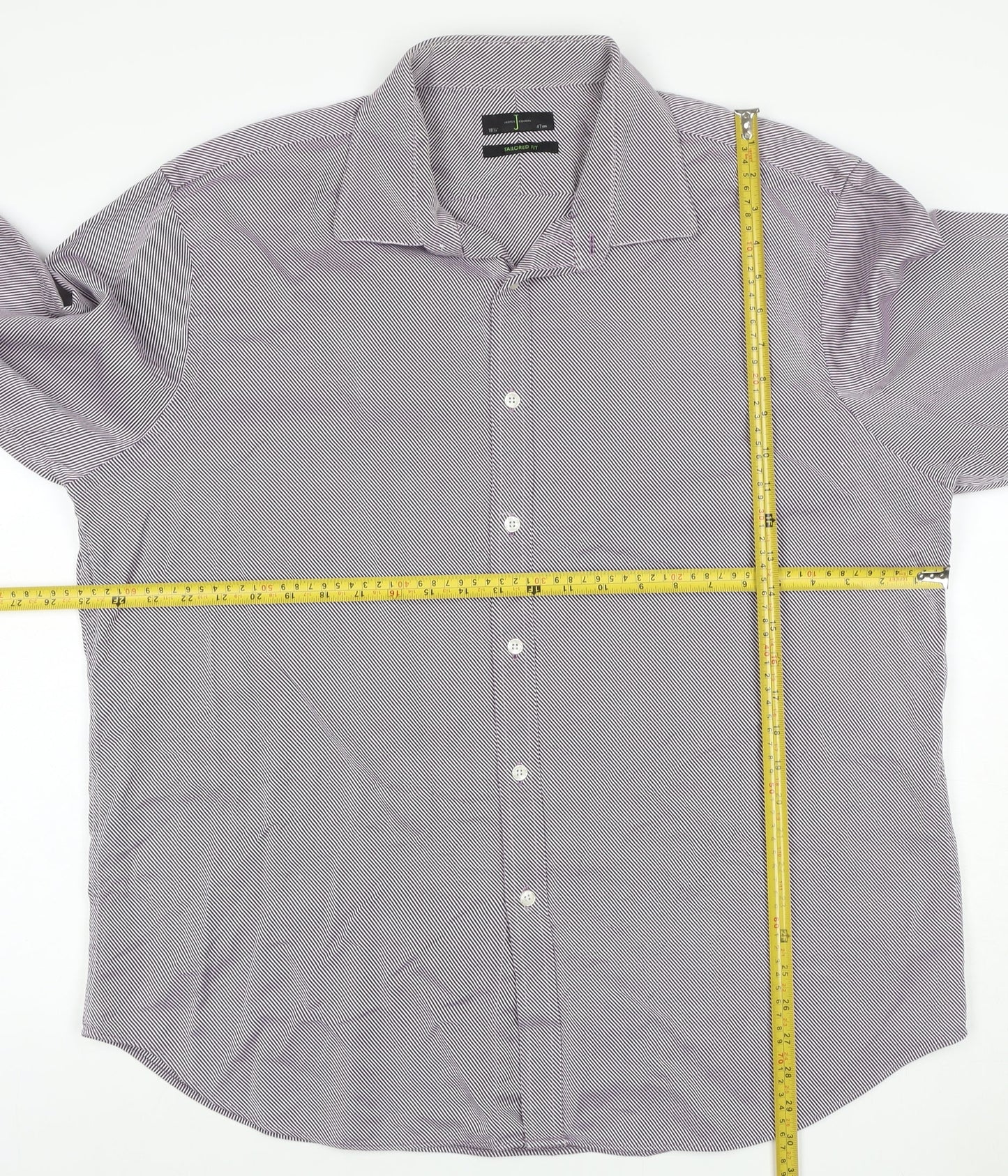 Jasper Conran Men Purple Striped 18.5 Slim Fit Cotton Shirt