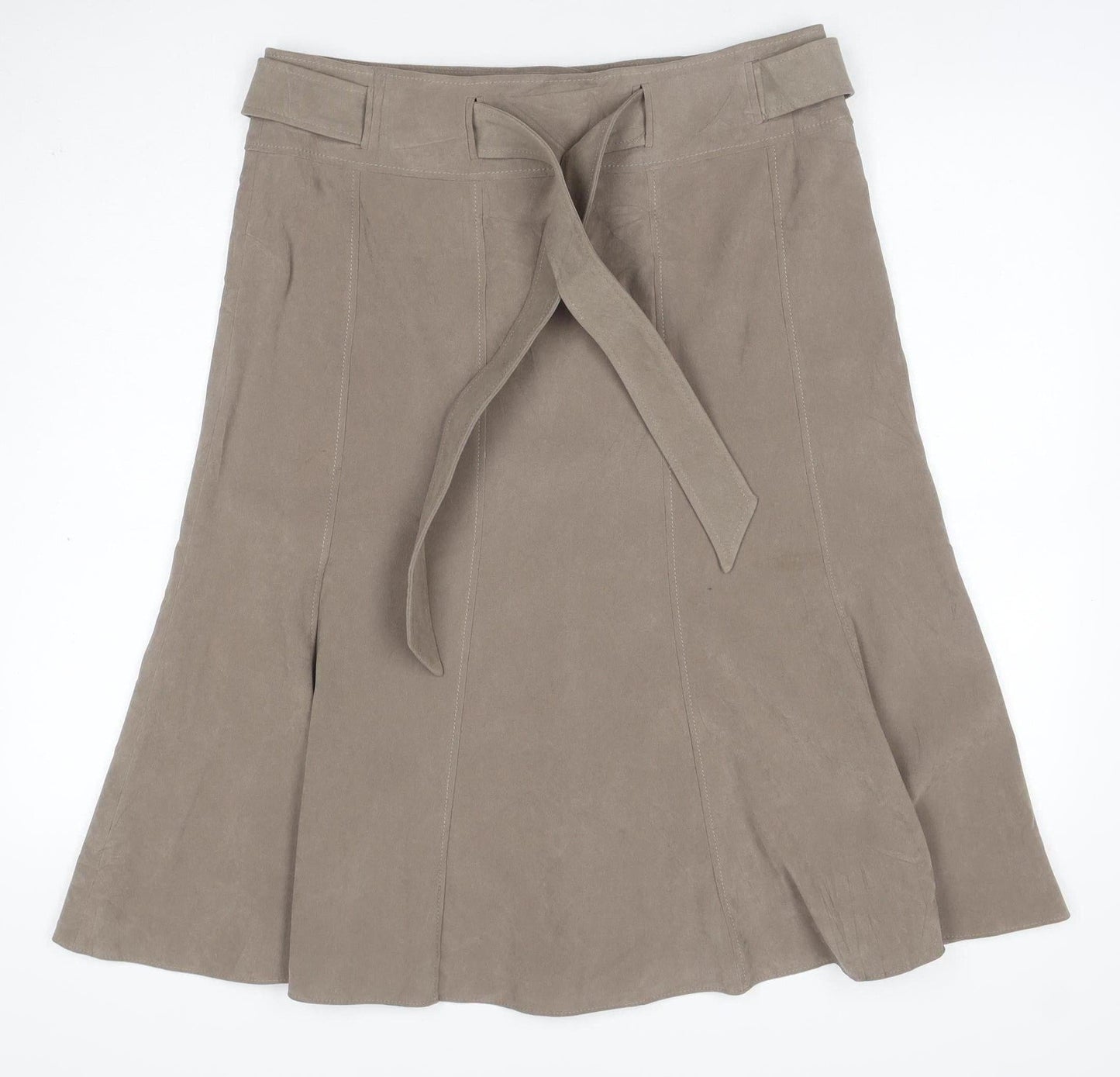 Classics Women Brown UK 14 Long Flared Belted Skirt