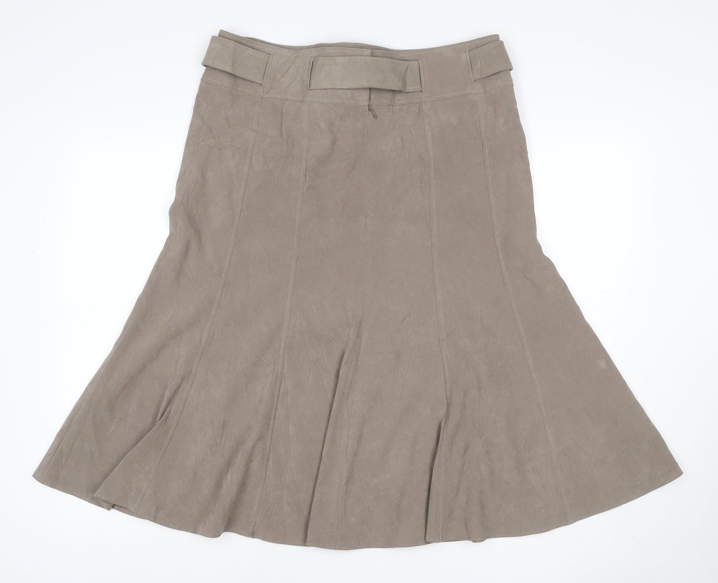 Classics Women Brown UK 14 Long Flared Belted Skirt