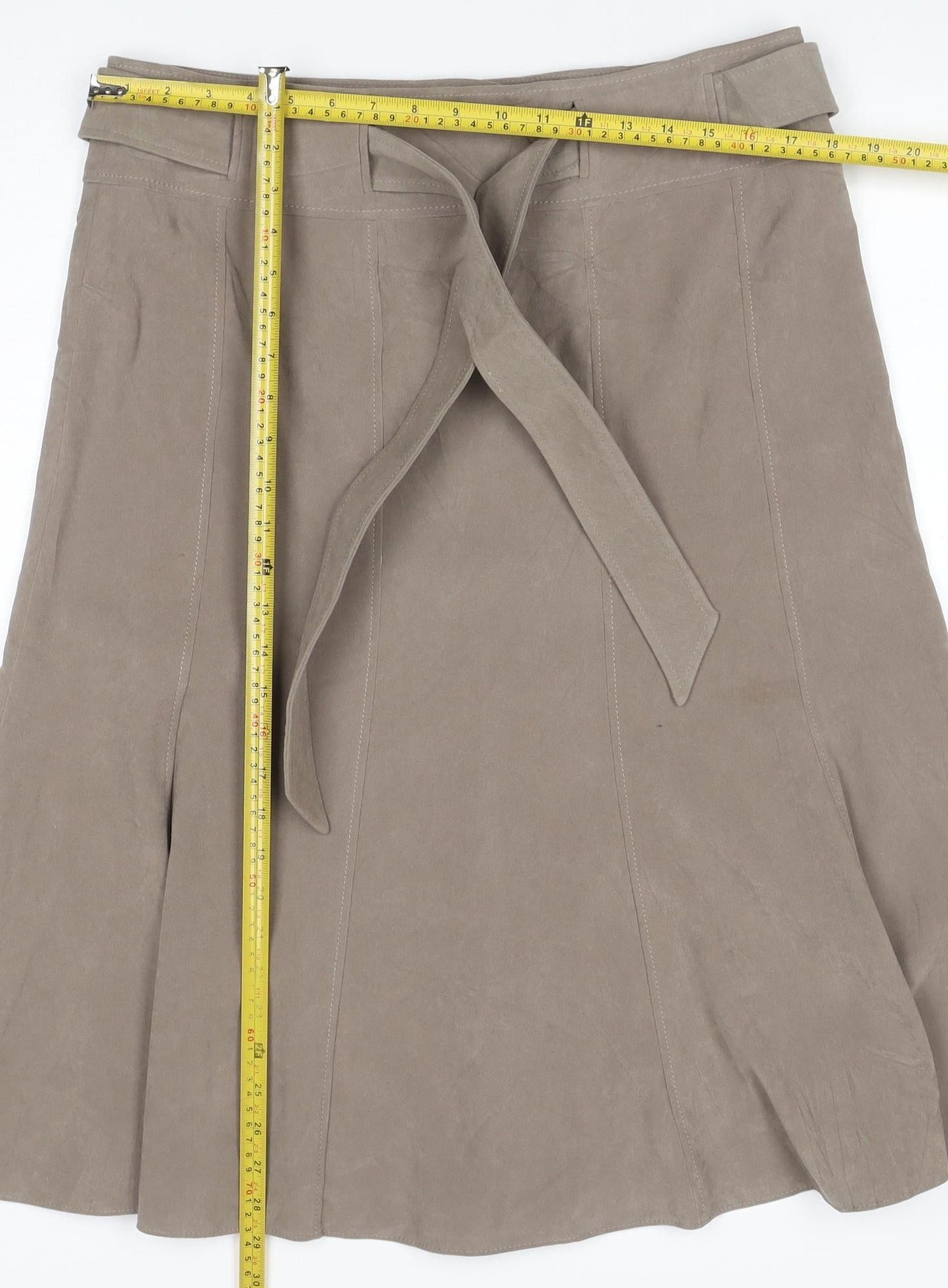 Classics Women Brown UK 14 Long Flared Belted Skirt