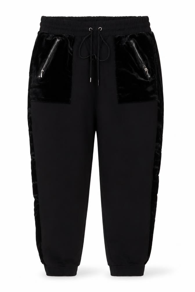 M&S Women’s Black UK 16 Regular Velvet Pocket Jogger Trousers