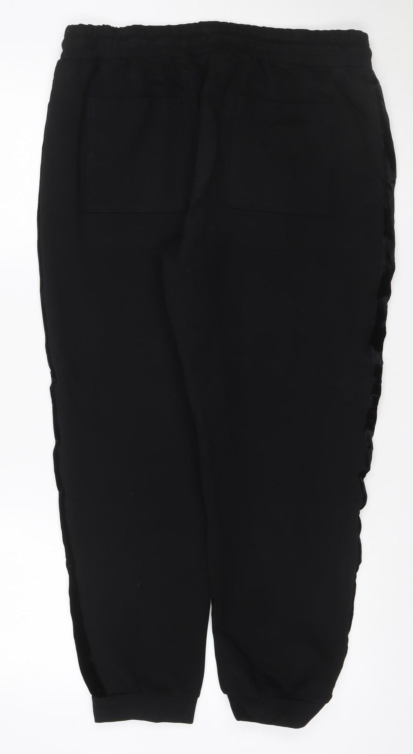 M&S Women’s Black UK 16 Regular Velvet Pocket Jogger Trousers