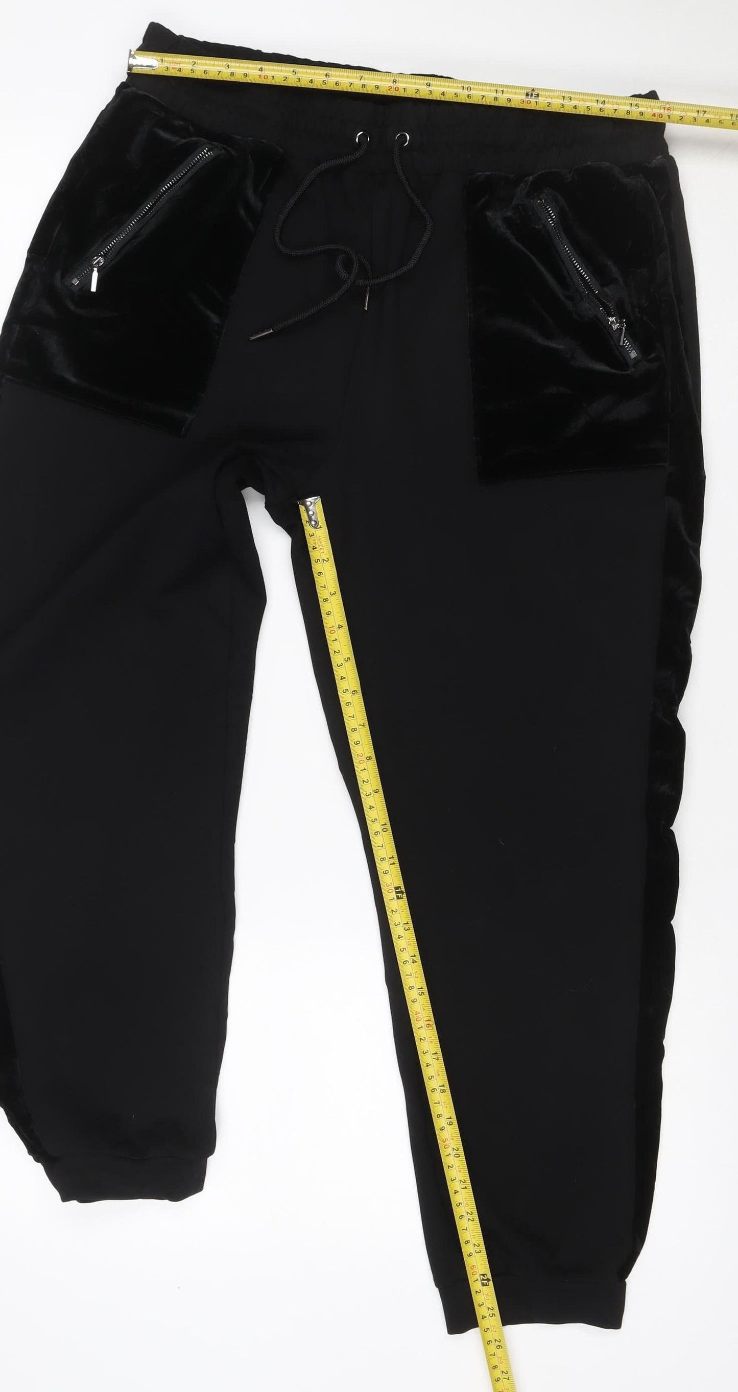 M&S Women’s Black UK 16 Regular Velvet Pocket Jogger Trousers