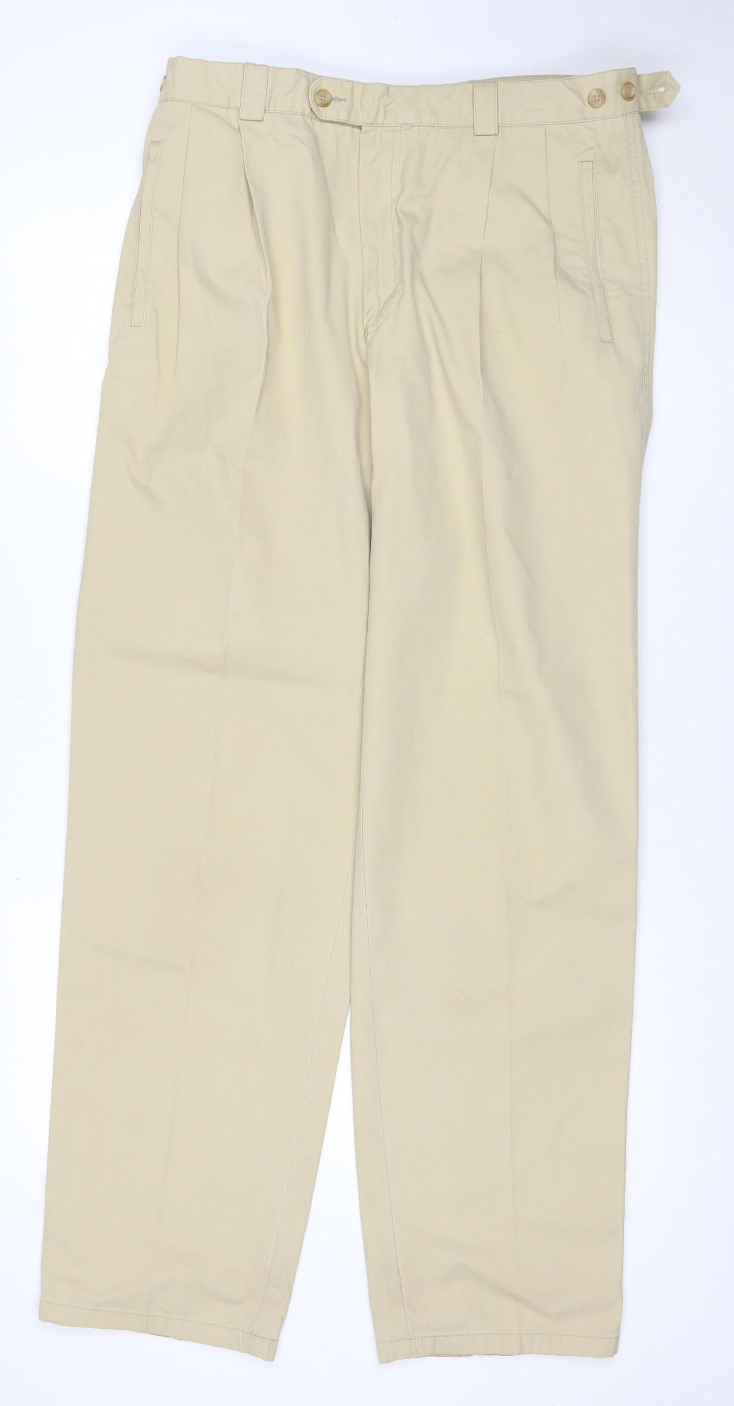 Sport Reed Men’s Beige 34R Cotton Chino Trousers Adjustable Waist