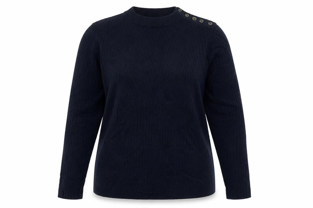Per Una Women’s Blue UK 18 Rib Knit Button Shoulder Jumper