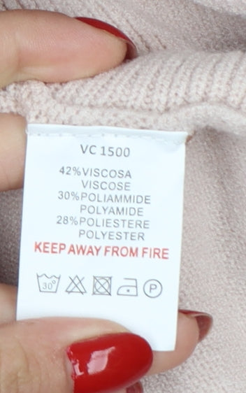 Gerard Women's Pink L Roll Neck Button Side Pullover Jumper