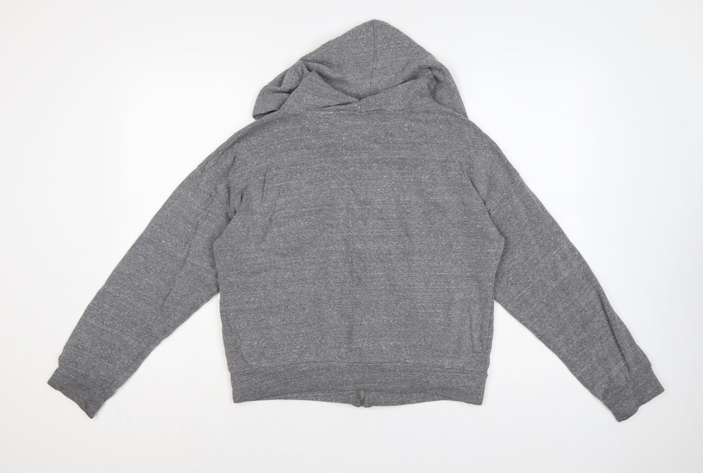 Hollister Women Grey S Full Zip Hooded Logo Fleece Hoodie