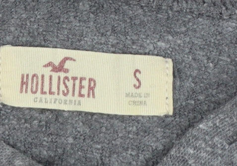 Hollister Women Grey S Full Zip Hooded Logo Fleece Hoodie