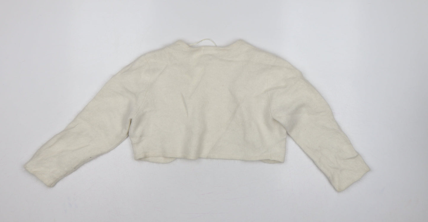 Monsoon Women’s Ivory Angora Blend Open Cardigan UK 14 Long Sleeve