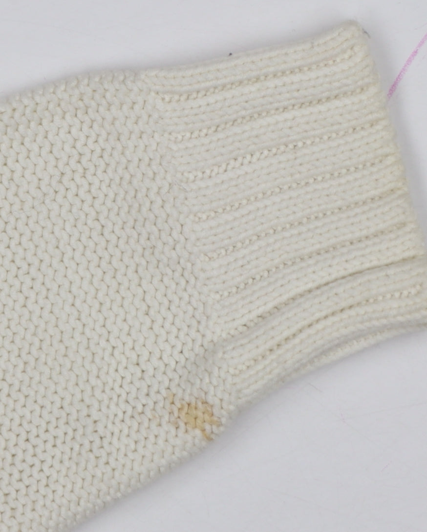 Marks and Spencer Women Ivory UK 12 Cable Knit Round Neck Jumper