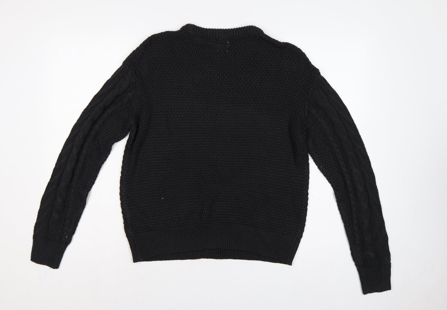 River Island Women Black UK 8 Cable-Knit Crew Neck Pullover Jumper