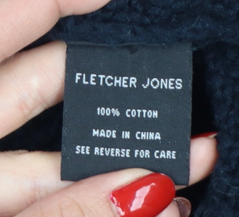 Fletcher Jones Men’s Black 2XL Chunky Knit Cotton Crew Neck Jumper