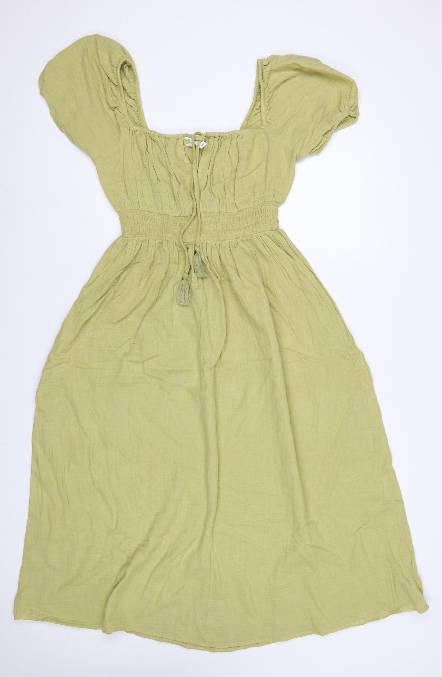 Marks & Spencer Women Green UK 10 Maxi Dress Puff Sleeve Smocked