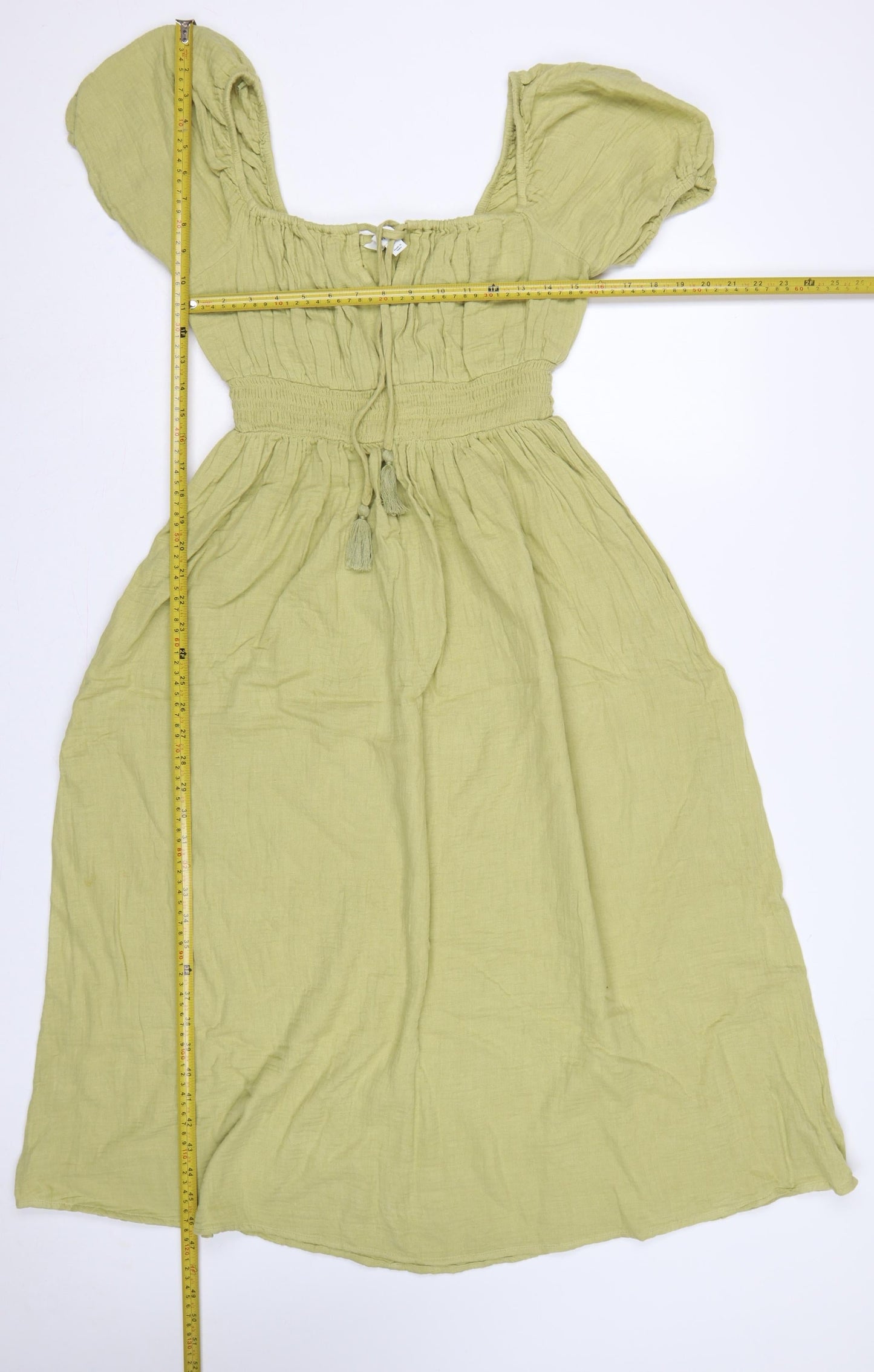 Marks & Spencer Women Green UK 10 Maxi Dress Puff Sleeve Smocked