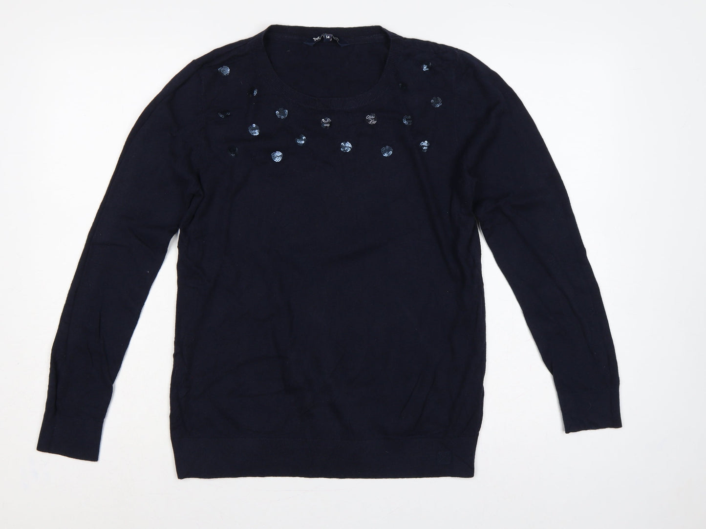 Crew Clothing Company Women's Blue 14 Pullover Sequin Jumper