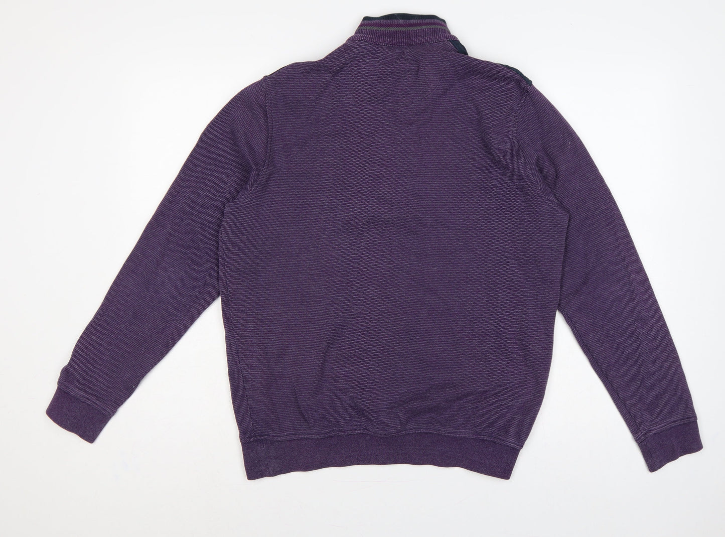 Bugatti Men’s Purple M 1/4 Zip High Neck Cotton Sweatshirt