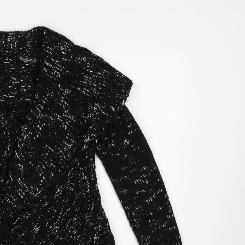 Simona Norelli Women Black UK 10 Chunky Knit Open Cardigan