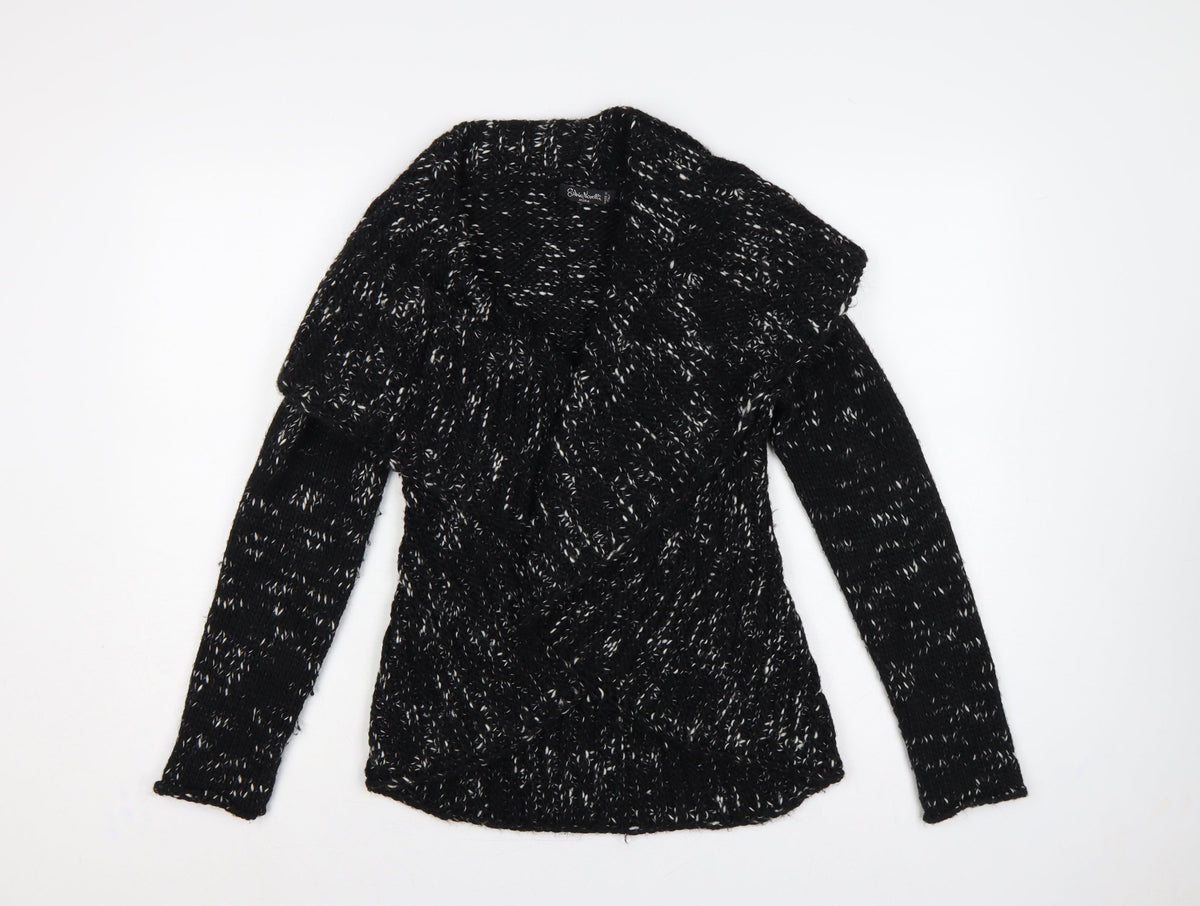 Simona Norelli Women Black UK 10 Chunky Knit Open Cardigan