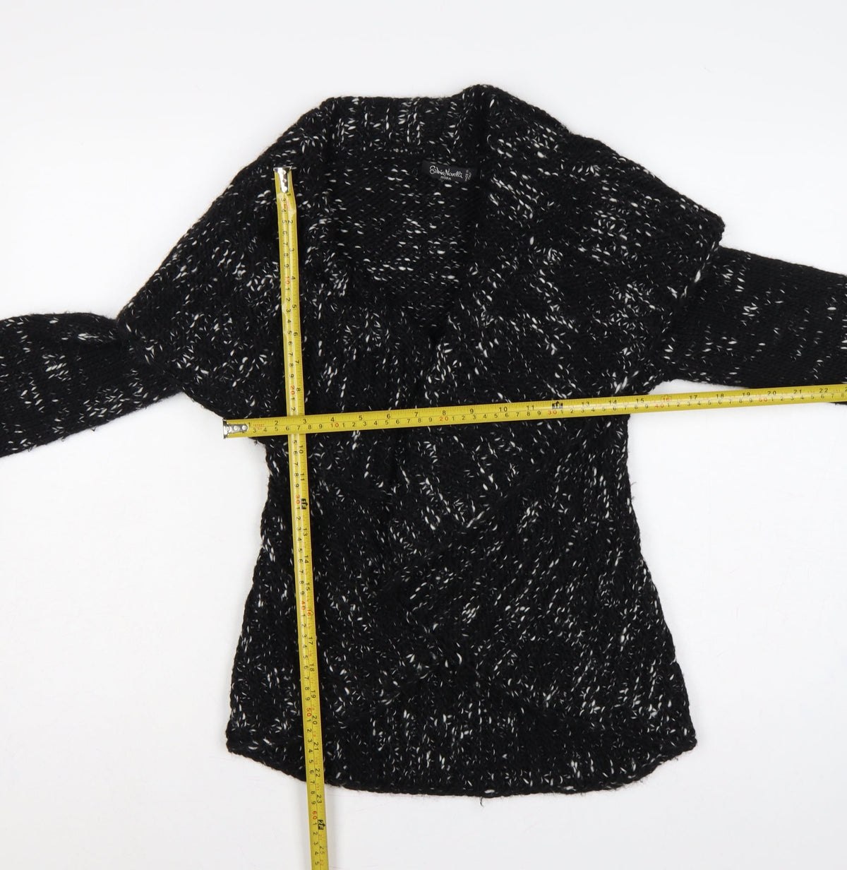 Simona Norelli Women Black UK 10 Chunky Knit Open Cardigan