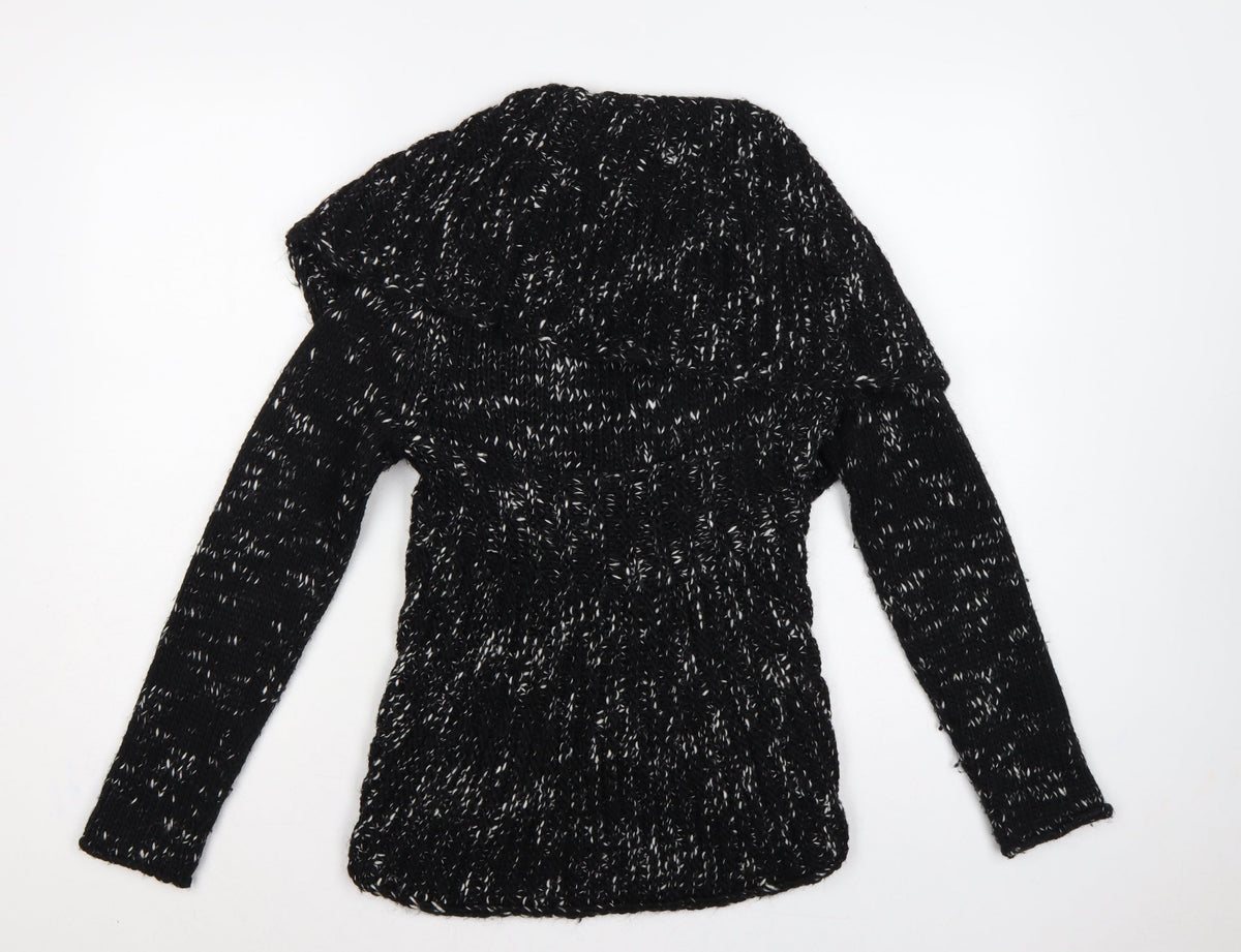 Simona Norelli Women Black UK 10 Chunky Knit Open Cardigan
