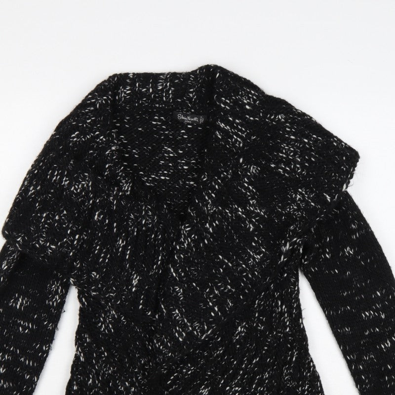 Simona Norelli Women Black UK 10 Chunky Knit Open Cardigan