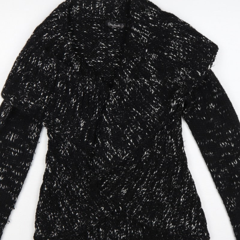 Simona Norelli Women Black UK 10 Chunky Knit Open Cardigan