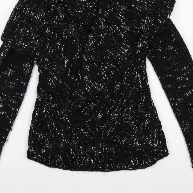 Simona Norelli Women Black UK 10 Chunky Knit Open Cardigan
