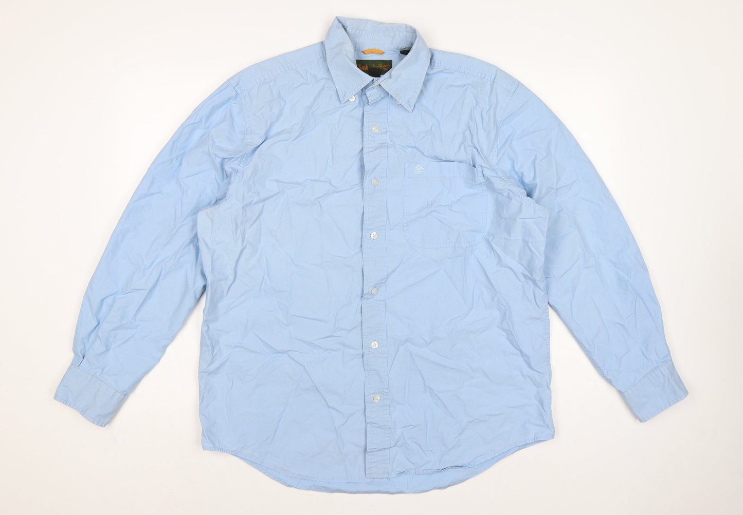 Timberland Men Blue M Cotton Button-Down Long Sleeve Casual Shirt