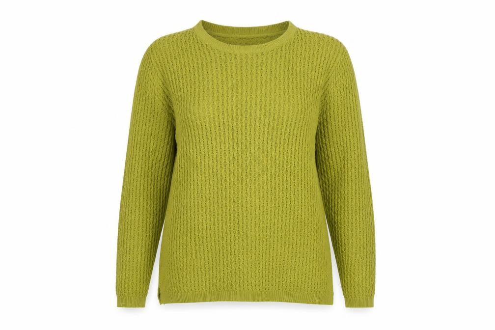 Isle Essentials Women’s Green Open Knit Pullover Jumper UK 14