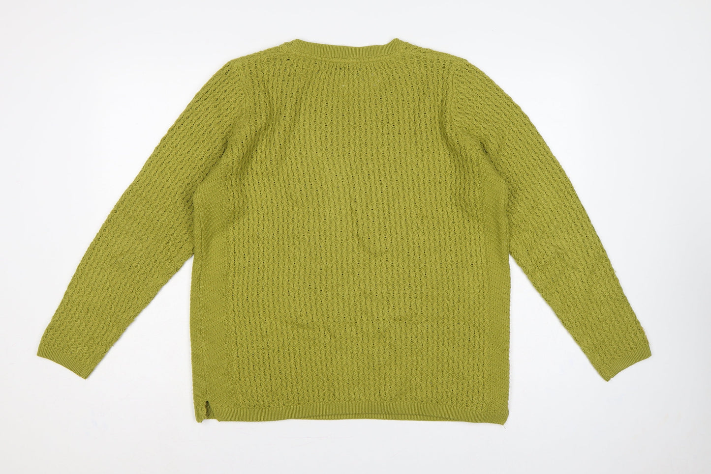 Isle Essentials Women’s Green Open Knit Pullover Jumper UK 14