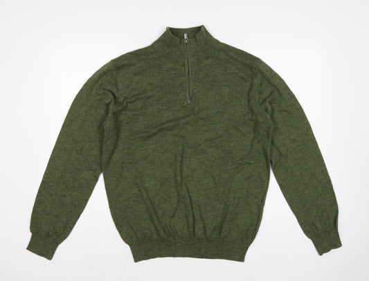 St Bernard Dunnes Men’s Green M Quarter Zip Cotton Knit Jumper
