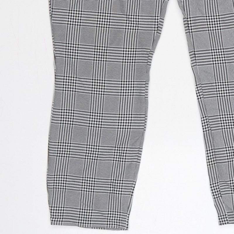 boohoo Women’s Grey Check High Rise Skinny Trousers UK 12