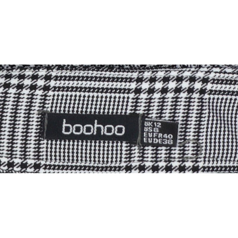 boohoo Women’s Grey Check High Rise Skinny Trousers UK 12