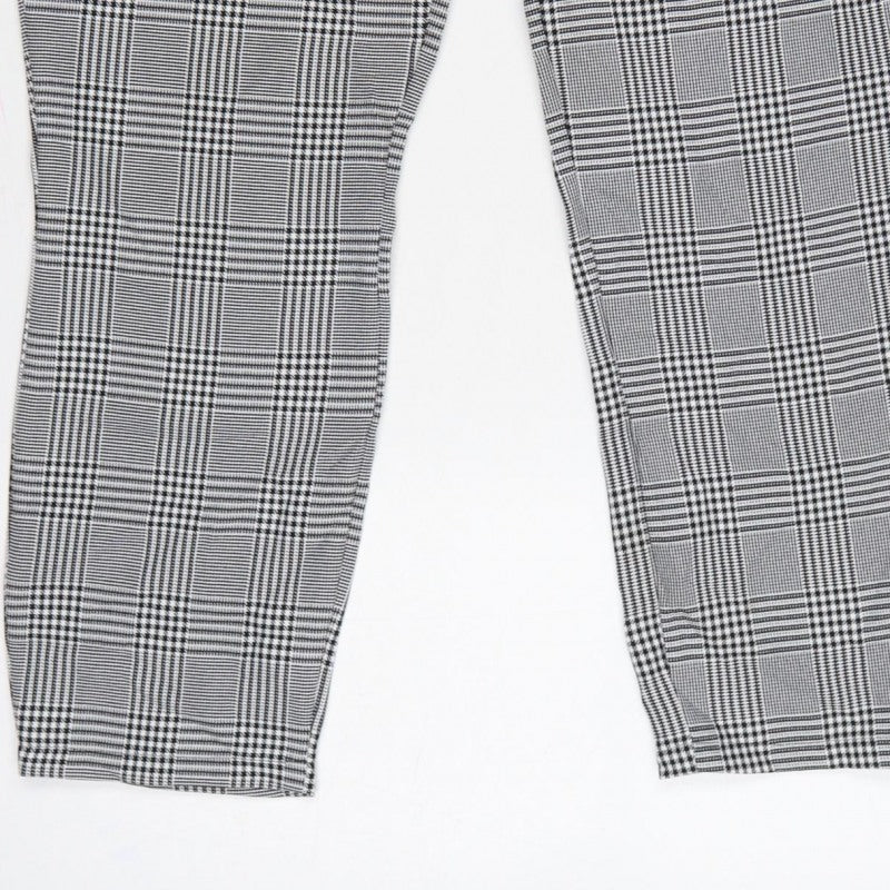 boohoo Women’s Grey Check High Rise Skinny Trousers UK 12